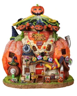 Lemax Spooky Town - Sugared Pumpkin Candy Shop -Schattenfest Verkäufe lemax spooky town sugared pumpkin candy shoppe halloween dekoration spooky town gebaeude 53843 05