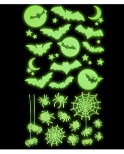 Leuchtende Halloween Sticker "Fledermäuse & Spinnen"
