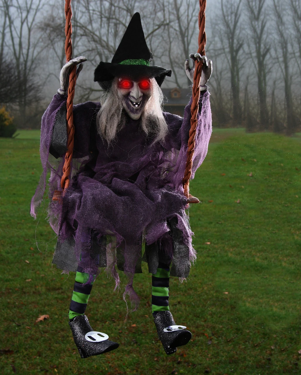 Leuchtende Hexe Auf Schaukel 90 Cm 1 Leuchtende Hexe Auf Schaukel 90 Cm