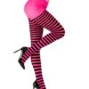 Neon Strumpfhose Gestreift Pink