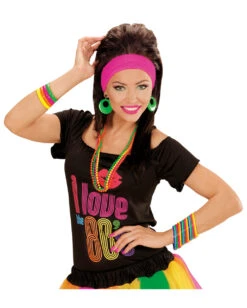 4 Neonfarbene Perlenketten -Schattenfest Verkäufe neonfarbene perlenketten halsketten set im 80er jahre stil modeschmuck 23713 3