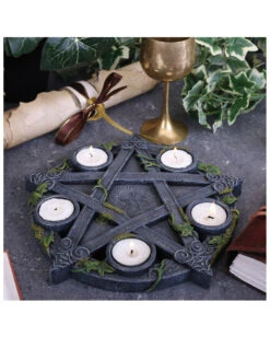 Okkulter Pentagramm Teelichthalter -Schattenfest Verkäufe okkulter pentagram teelichthalter wiccan pentagram tea light holder gothic deko 39267 02