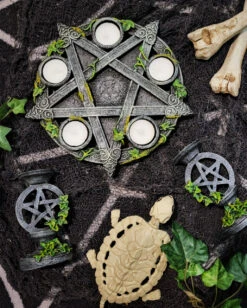 Okkulter Pentagramm Teelichthalter -Schattenfest Verkäufe okkulter pentagram teelichthalter wiccan pentagram tea light holder gothic deko 39267 03