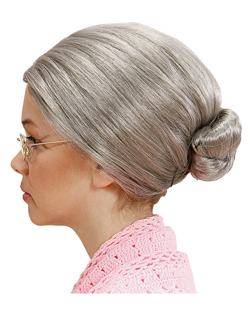 Graue Oma Kinderperücke Mit Knoten 2 Graue Oma Kinderperücke Mit Knoten – Bild 2