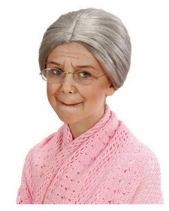 Graue Oma Kinderperücke Mit Knoten 5 Graue Oma Kinderperücke Mit Knoten -Schattenfest Verkäufe oma peruecke mit knoten grossmutter peruecke omi peruecke granny wig with knot 36743 03