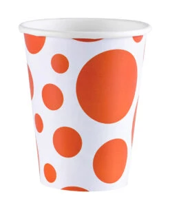 Orange Dots Pappbecher 8 St.