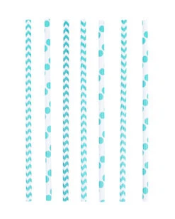 24 Papier Strohhalme Türkisblau