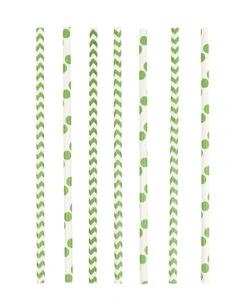 24 Papier Strohhalme Grün