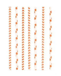 24 Papier Strohhalme Orange