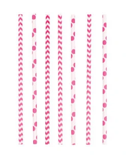 24 Papier Strohhalme Pink
