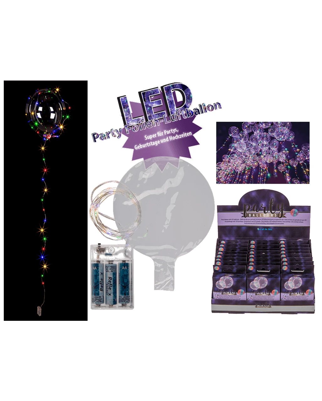 Party Ballon Mit Lichterkette Bunt 1 Party Ballon Mit Lichterkette Bunt