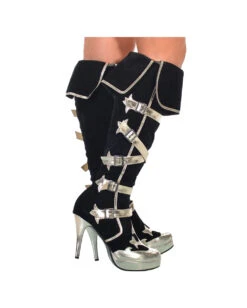 Piraten Stiefel Schwarz-gold -Schattenfest Verkäufe piraten stiefel schwarz gold musketier kostuemschuhe pirate costume boots 35687 2