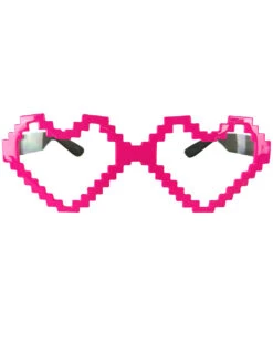 Pixel Herz Brille Neonpink