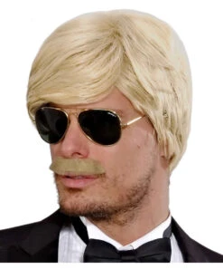 Playboy Herrenperücke Mit Schnurrbart Blond