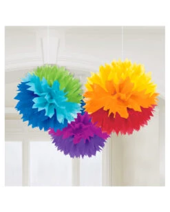Regenbogen Pom-Pom Deko 3 St.