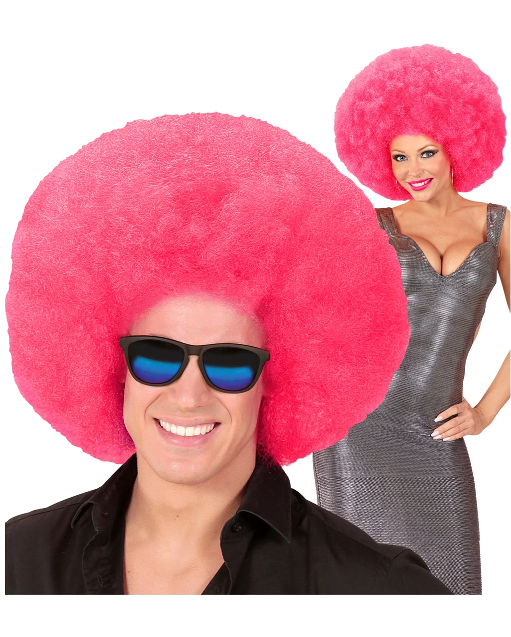 Riesige Afro Perücke Pink 1 Riesige Afro Perücke Pink