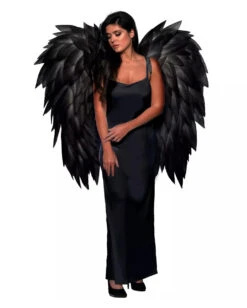 Federlose Schwarze Flügel 90cm -Schattenfest Verkäufe schwarze engelsfluegel angel wings black kostuemzubehoer boeser engel weihnachtsengel fluegel 54399 2