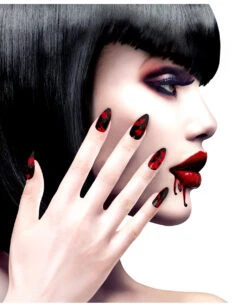Schwarze Fingernägel Mit Blood Splatter 12 St.
