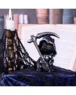 Schwarze Hexenkatze Mit Sense 10,2cm -Schattenfest Verkäufe schwarze hexenkatze mit sense black witches cat with scythe halloween tischdeko 51139 07