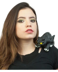 Schwarze Katze Als Schulter-Clip