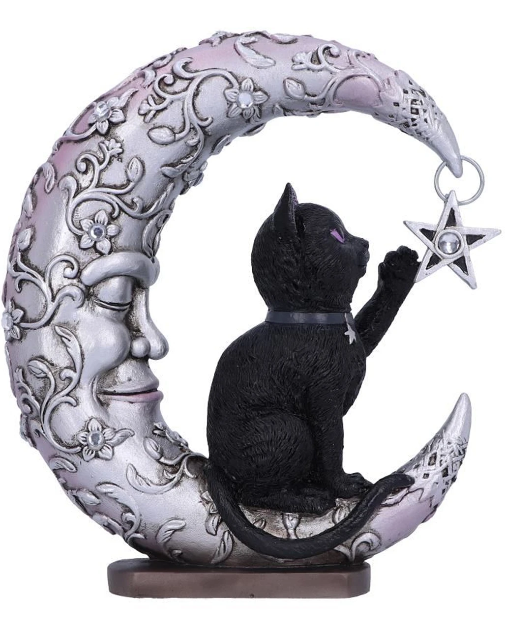 Schwarze Katze Auf Schlafendem Mond Figur 19cm 1 Schwarze Katze Auf Schlafendem Mond Figur 19cm