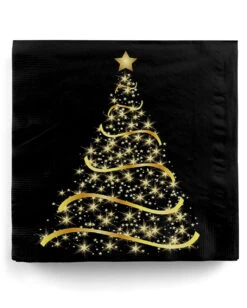 Schwarze Servietten "Shining Tree" 20 St.