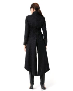 Schwarzer Gothic Damen-Langmantel Mit Spitze -Schattenfest Verkäufe schwarzer gothic damen langmantel black gothic long coat for woman gothic kleidung 54558 03