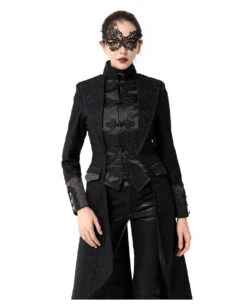 Schwarzer Gothic Damen-Langmantel Mit Spitze -Schattenfest Verkäufe schwarzer gothic damen langmantel black gothic long coat for woman gothic kleidung 54558 04