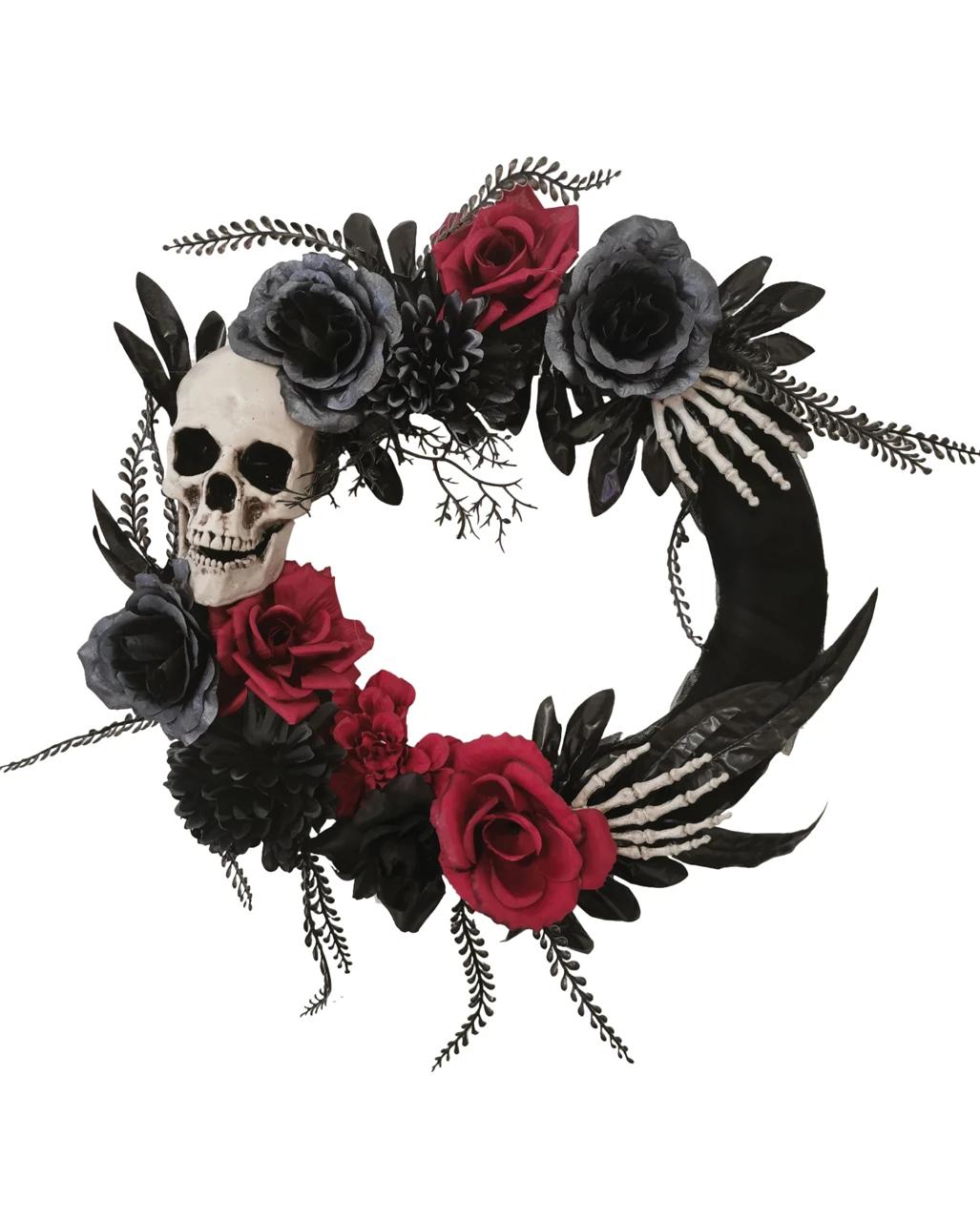 Gothic Türkranz Mit Rosen, Skull & Skeletthänden 1 Gothic Türkranz Mit Rosen, Skull & Skeletthänden