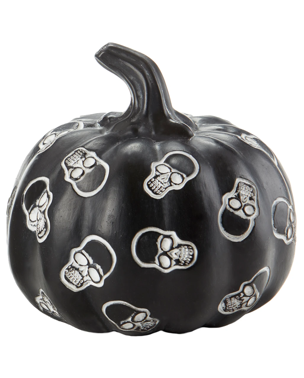 Schwarzer Kürbis Mit Totenköpfen 13cm 1 Schwarzer Kürbis Mit Totenköpfen 13cm