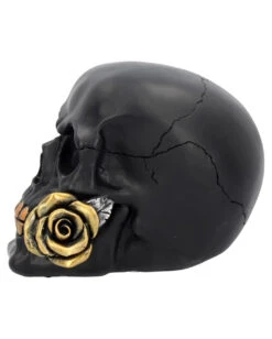 Schwarzer Totenkopf Mit Goldener Rose 15cm -Schattenfest Verkäufe schwarzer totenkopf mit goldener rose black skull with golden rose gothic deko gothic totenkopf 54621 03