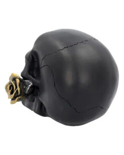 Schwarzer Totenkopf Mit Goldener Rose 15cm -Schattenfest Verkäufe schwarzer totenkopf mit goldener rose black skull with golden rose gothic deko gothic totenkopf 54621 04