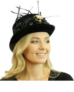 Schwarzer Zylinder Mit Blumen & Rabenschädel