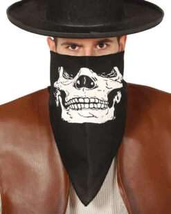 Schwarzes Gesichtstuch Mit Totenkopf Print