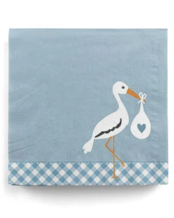 Servietten Storch Baby Blau 20 St.