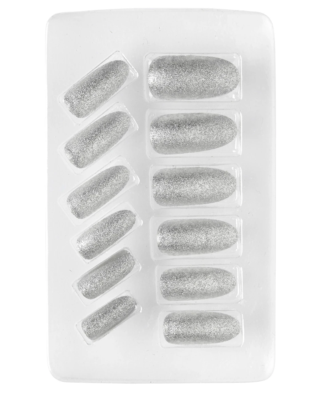 Glitzer Fingernägel Silber 12 St. 2 Glitzer Fingernägel Silber 12 St. – Bild 2