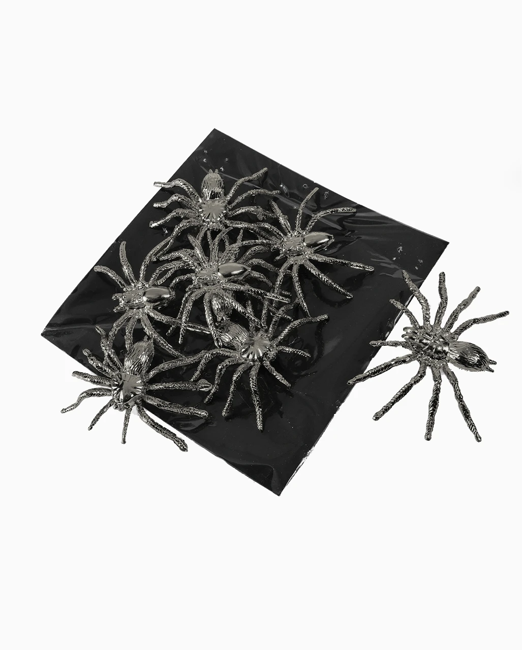 Silberne Deko Spinnen 8 Stück 1 Silberne Deko Spinnen 8 Stück