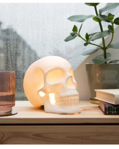 Totenkopf Lampe Aus Porzellan 20cm