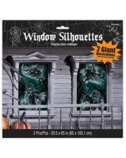 Unheimliche Geisterhaus Fensterdeko 2 St.