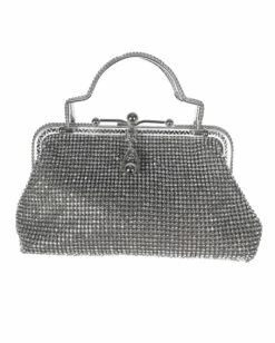 Vintage Handtasche Silber Mit Strass