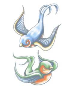 Vintage Klebetattoo Mit Schwalben Motiv