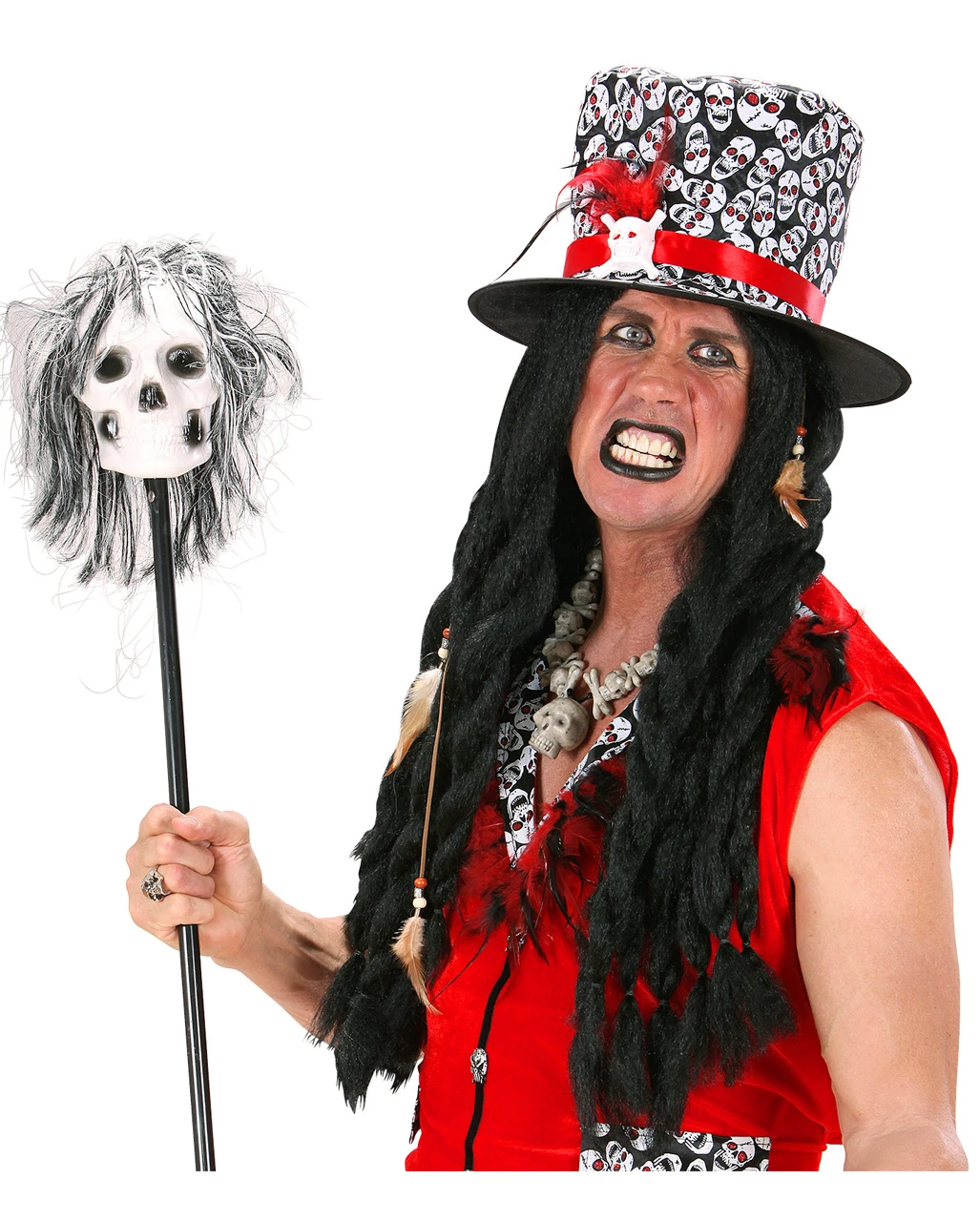 Voodoo Priester/in Perücke Schwarz 2 Voodoo Priester/in Perücke Schwarz – Bild 2
