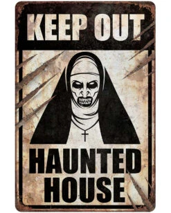 Warnschild Nonne Keep Out Haunted House 24x36 Cm
