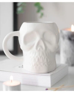 Weiße Matte Totenkopf Tasse -Schattenfest Verkäufe weisse matte totenkopf tasse matte white skull mug totenschaedel tasse gothic wohnaccessoire 54297 04