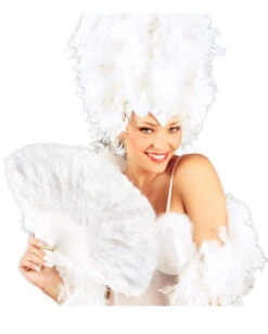 Federfächer Weiß -Schattenfest Verkäufe weisser federfaecher weisser faecher white fan burlesque facher kostuemaccessoire 2887 02
