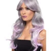 Wellige Ombre Langhaar Perücke Grau-lila