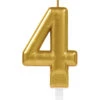 Zahlenkerze 4 Metallisch Gold